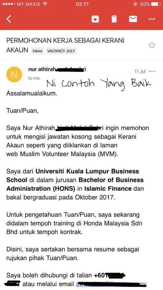 contoh cover letter